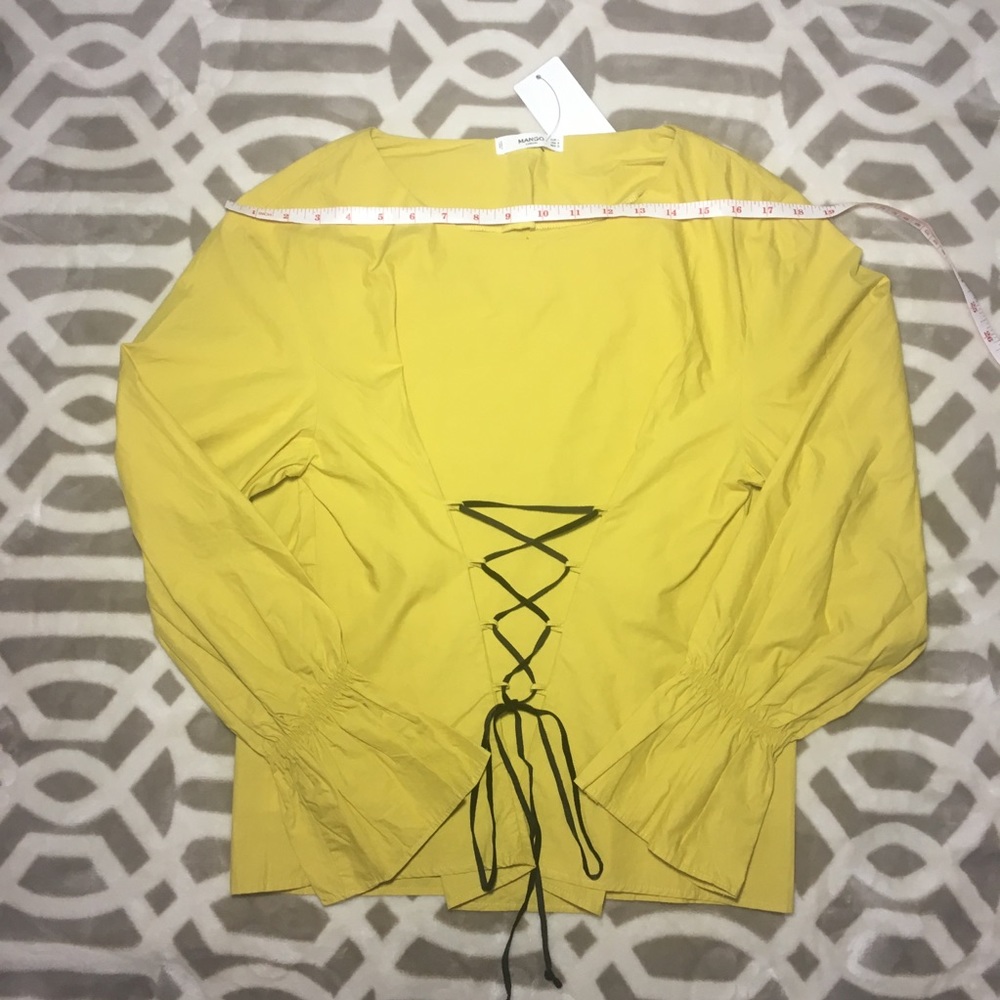 MANGO Yellow Corset Long Sleeves Cotton Blouse - Picture 6 of 7